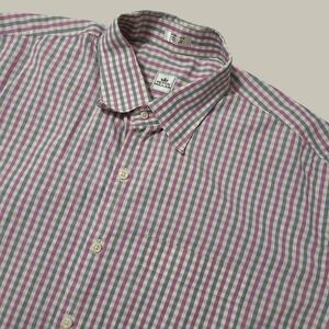 Peter Millar Button Down Shirt Mens XL Purple Gray Gingham Long Sleeve Cotton‎
